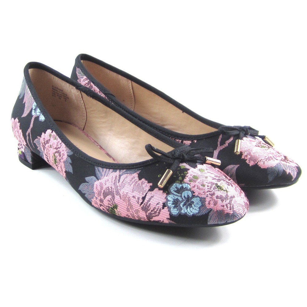 Kelly & Katie Elerana Women's Black Pink Designer Floral Slip On Loafers Sz 8.5